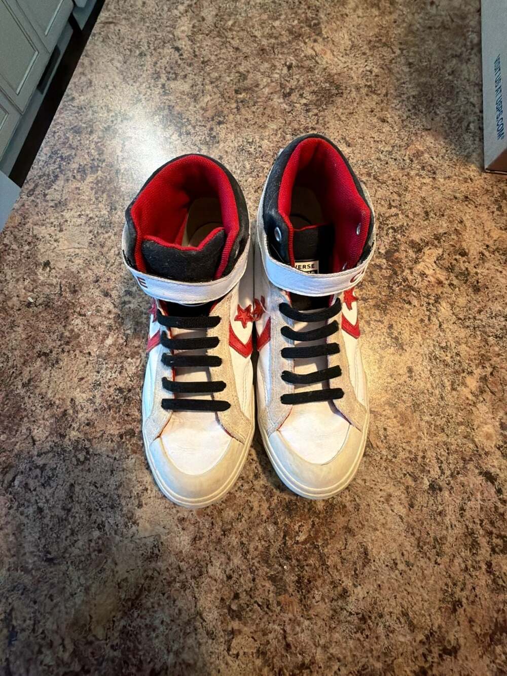 Converse Pro Blaze Strap High Top Sneakers White Red Black Junior 5